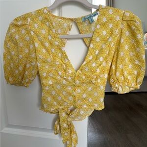 Floral open back tie top